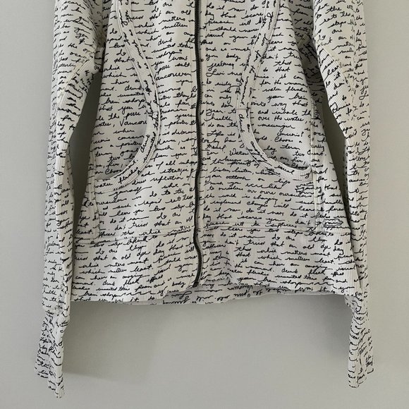 Lululemon Scuba Hoodie II White & Black Manifesto Script size 6 rare - Picture 4 of 16